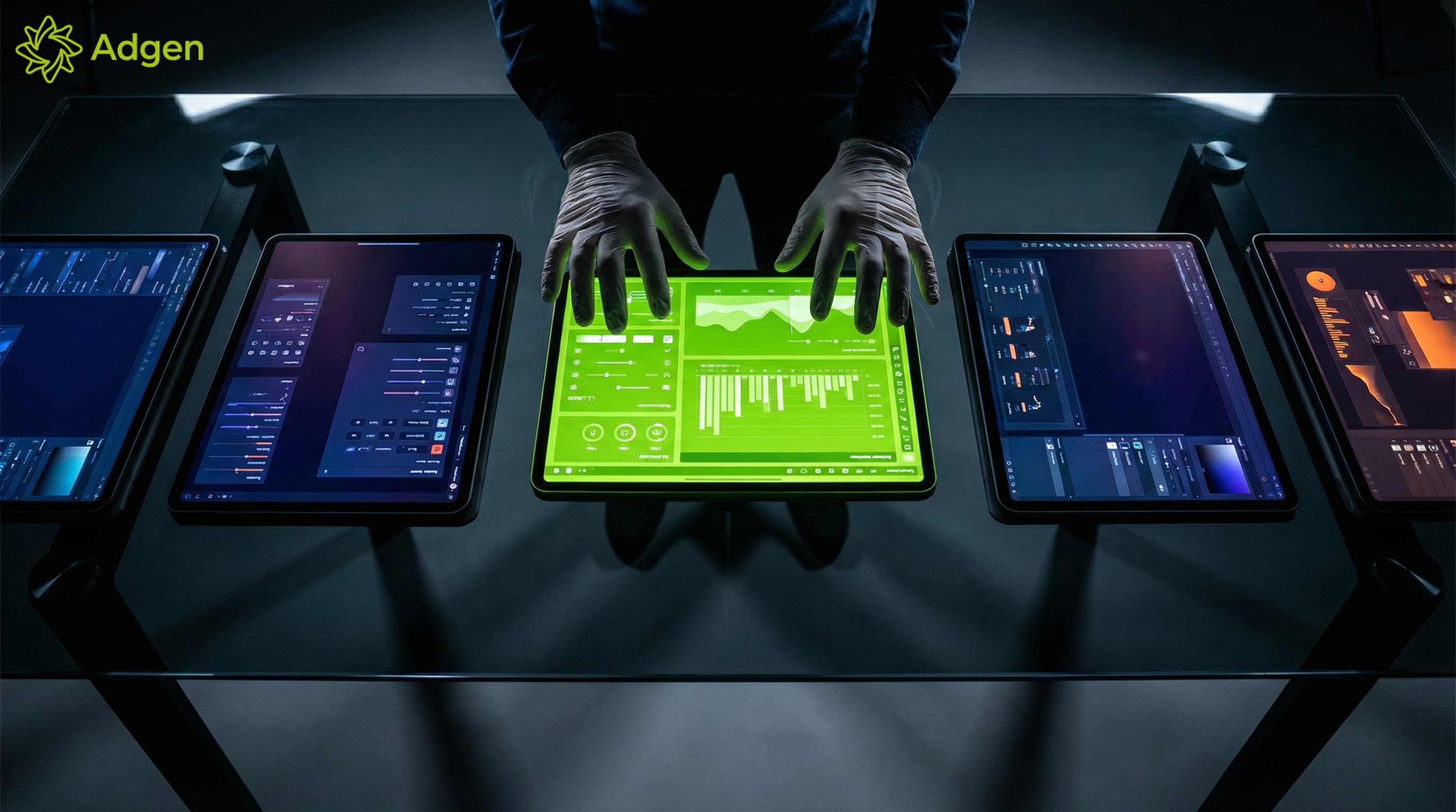 Ad agency reviewing creative performance across multiple client brands